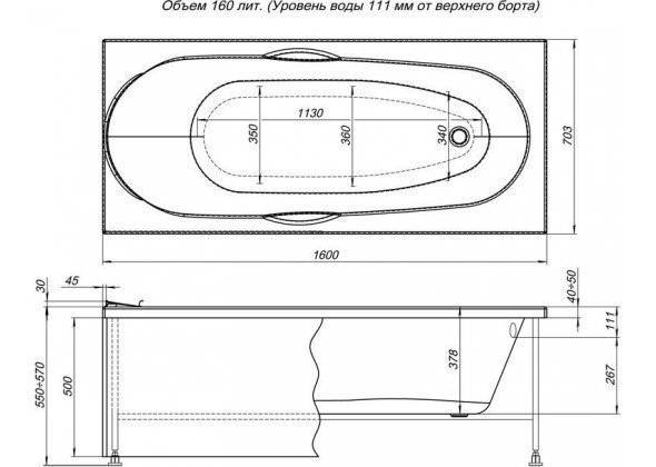 Гидромассажная ванна Aquanet Dali Fantastic 160x70 239538 с к/с купить в интернет-магазине Sanbest