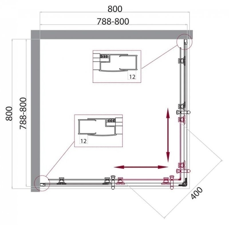 Душевой уголок BelBagno UNO 195-A-2 80x80 матовый/хром купить в интернет-магазине Sanbest