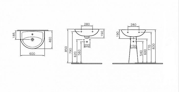 Раковина Vitra Norm Fit 6895B099-1778 купить в интернет-магазине Sanbest