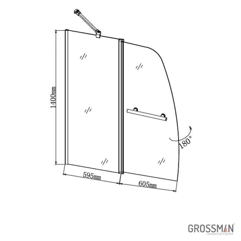 Шторка для ванны Grossman GR-100/2 120x140 купить в интернет-магазине Sanbest