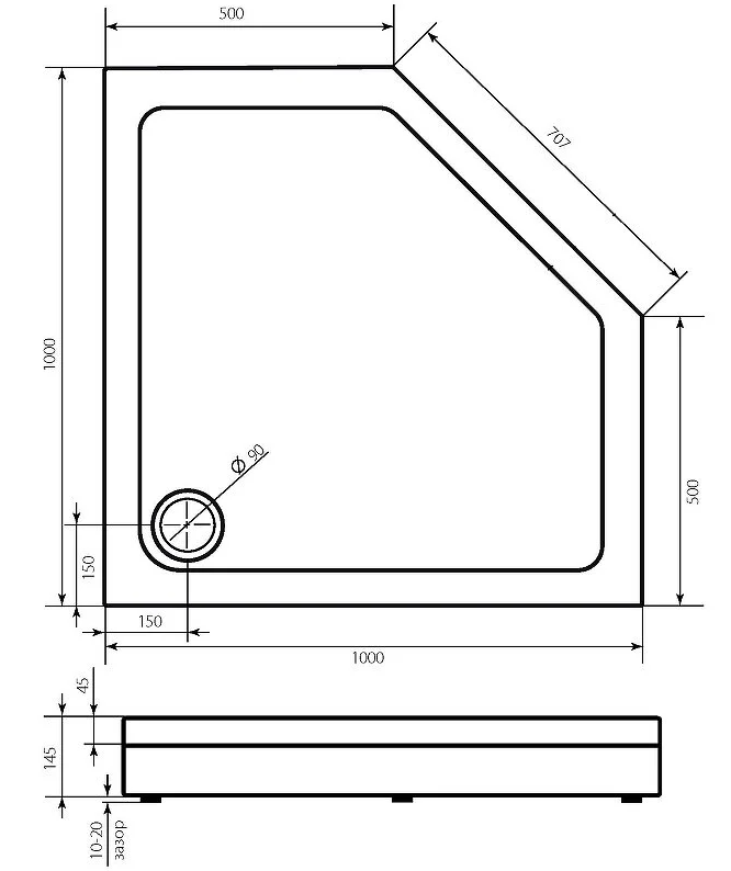 Душевой поддон Good Door Пента 100x100 Белый купить в интернет-магазине Sanbest