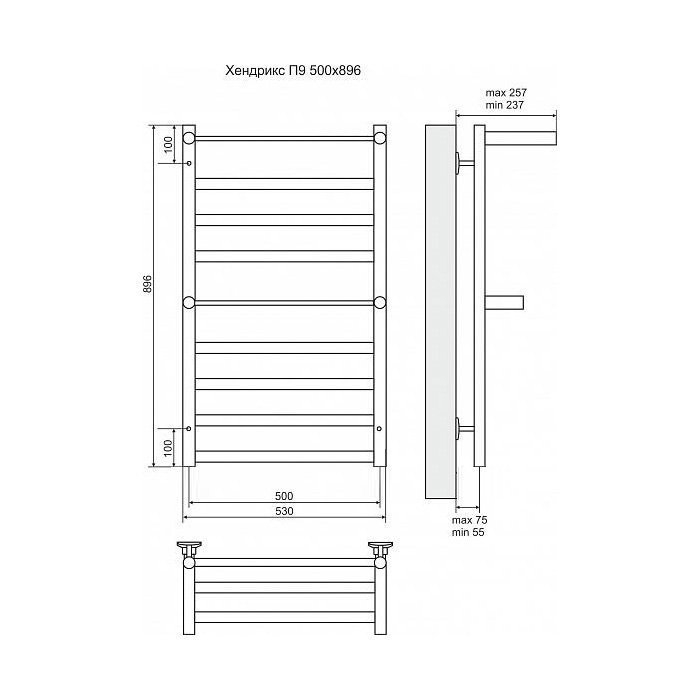 Полотенцесушитель электрический Terminus Хендрикс плюс П9 500x896 левый/правый купить в интернет-магазине сантехники Sanbest