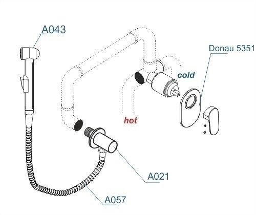 Гигиенический душ WasserKRAFT Donau A15357 купить в интернет-магазине сантехники Sanbest