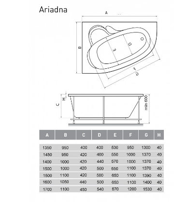 Ванна акриловая Relisan Ariadna 145x95 купить в интернет-магазине Sanbest