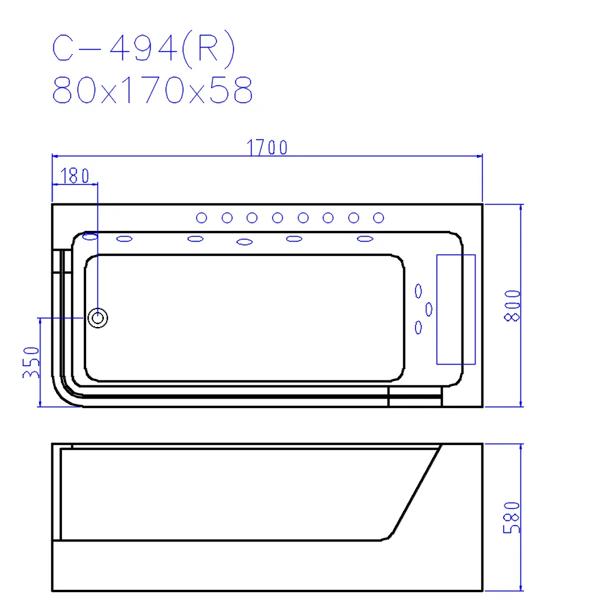 Акриловая ванна CeruttiSpa C-494-17R 170x80 купить в интернет-магазине Sanbest