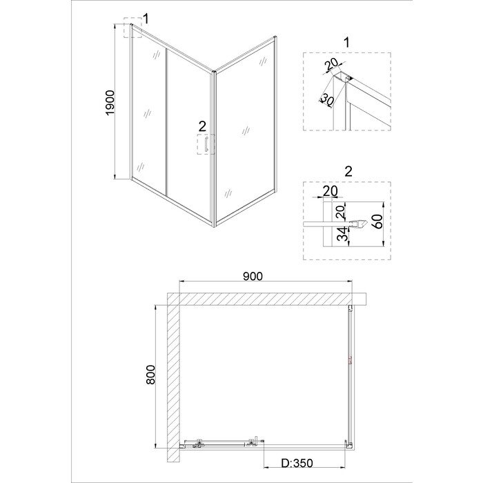 Душевой уголок Niagara Nova NG-82-9AB-A80B 90x80 купить в интернет-магазине Sanbest