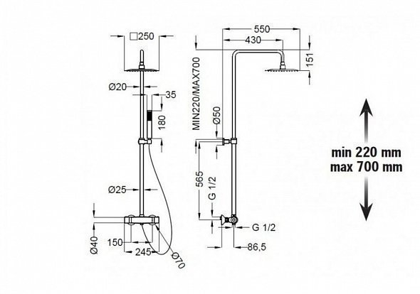 Душевая колонна Cezares MOLVENO-CD-T-01-Cr купить в интернет-магазине сантехники Sanbest