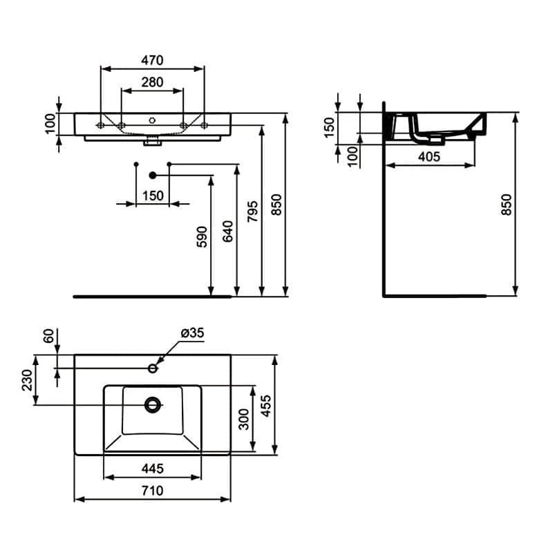 Раковина подвесная Ideal Standard Strada K078701 купить в интернет-магазине Sanbest