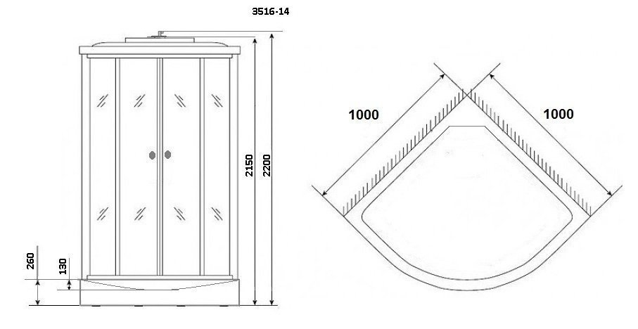 Душевая кабина Niagara Classic NG-3516-14 100x100 купить в интернет-магазине Sanbest