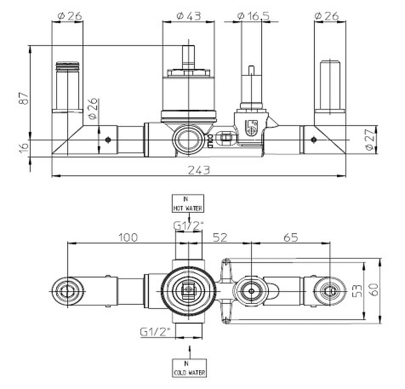 Внутренняя часть смесителя Bossini Apice Z00546000 купить в интернет-магазине сантехники Sanbest