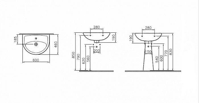 Раковина на пьедестале Vitra Norm Fit 6895B099-1778 купить в интернет-магазине Sanbest