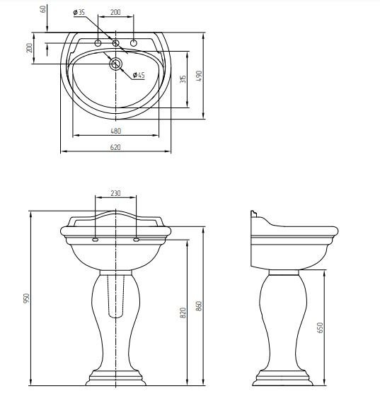 Раковина Migliore Milady 30402 62 белая купить в интернет-магазине Sanbest