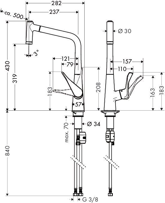 Смеситель для кухни Hansgrohe Metris 14820000 купить в интернет-магазине сантехники Sanbest