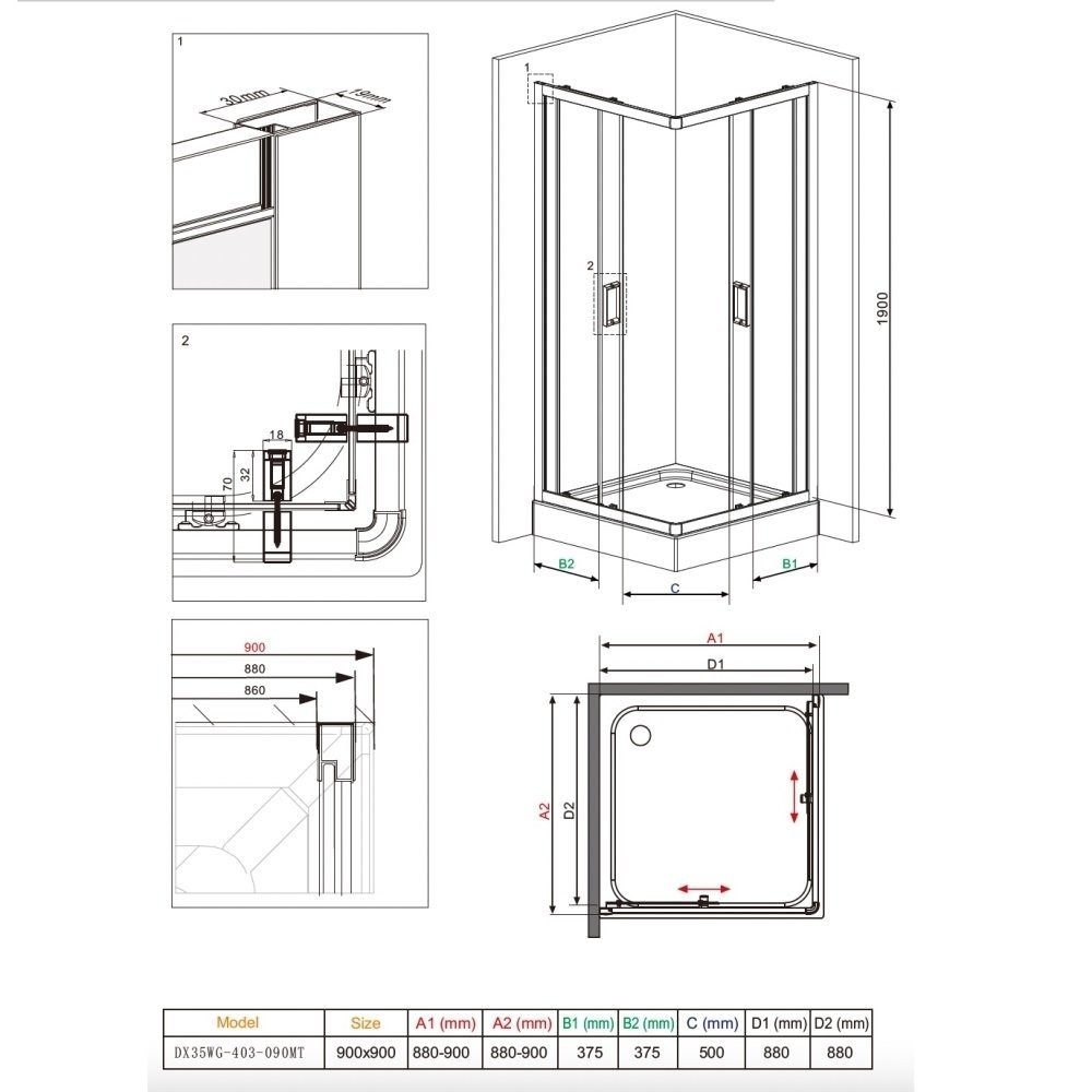 Душевой уголок Damixa Skyline DX35WG-403-090MT 90х90 купить в интернет-магазине Sanbest