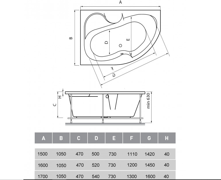 Ванна акриловая Vayer Azalia 150x105 купить в интернет-магазине Sanbest