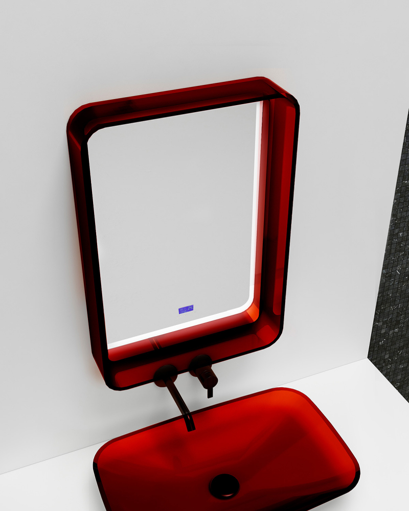Зеркало с подсветкой Abber KRISTALL AT6701Rubin 55x80 красное в ванную от интернет-магазине сантехники Sanbest