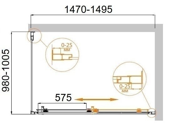 Душевой уголок Cezares MOLVENO-AH-11 150x100 купить в интернет-магазине Sanbest