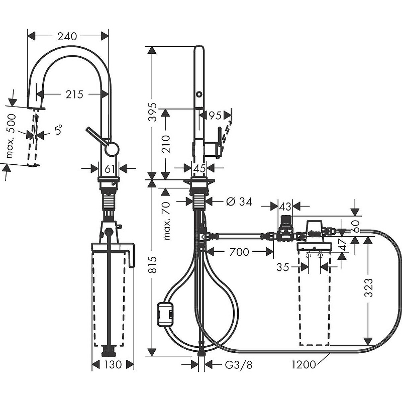 Смеситель для кухни Hansgrohe Aqittura M91 76803800 нержавеющая сталь купить в интернет-магазине сантехники Sanbest