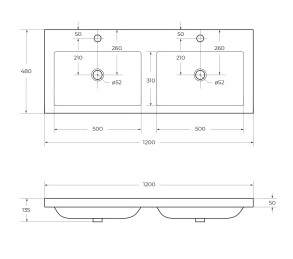 Раковина Cezares CZR-1200/480-2-LV-MR-ECO купить в интернет-магазине Sanbest