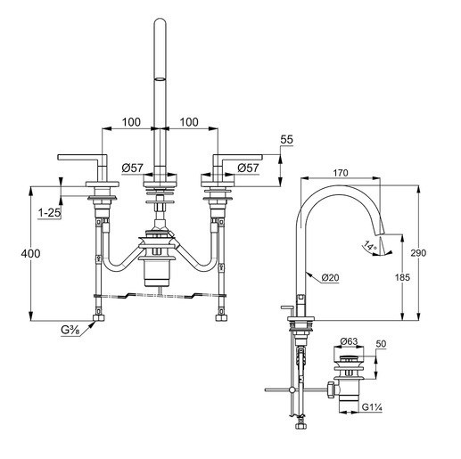 Смеситель для раковины Kludi Nova Fonte Puristic 201430515 хром купить в интернет-магазине сантехники Sanbest