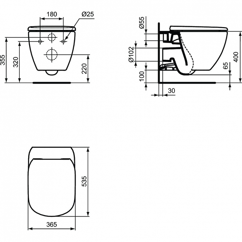 Унитаз подвесной Ideal Standard Tesi T007901 белый, безободковый купить в интернет-магазине Sanbest