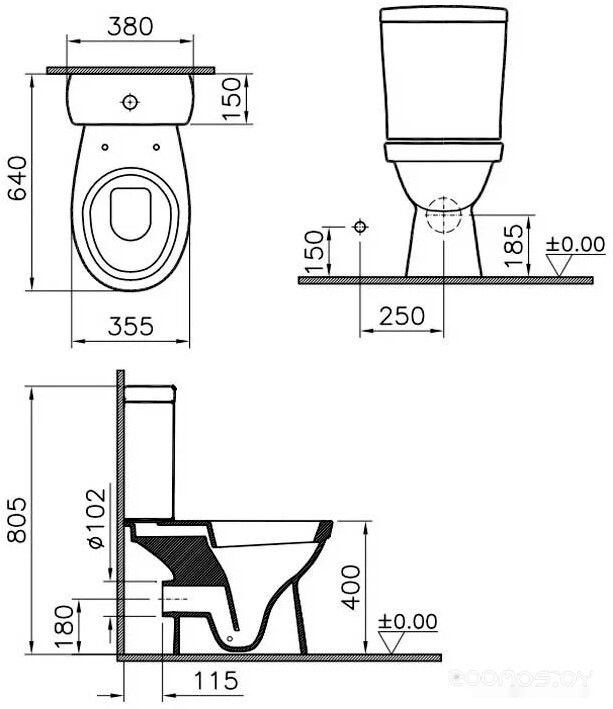 Унитаз напольный Vitra Norm Eisberg 9844B099-7201 с бачком, с крышкой микролифт, белый купить в интернет-магазине Sanbest