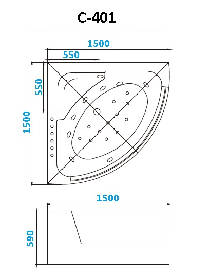 Акриловая ванна CeruttiSpa C-401 150x150 купить в интернет-магазине Sanbest