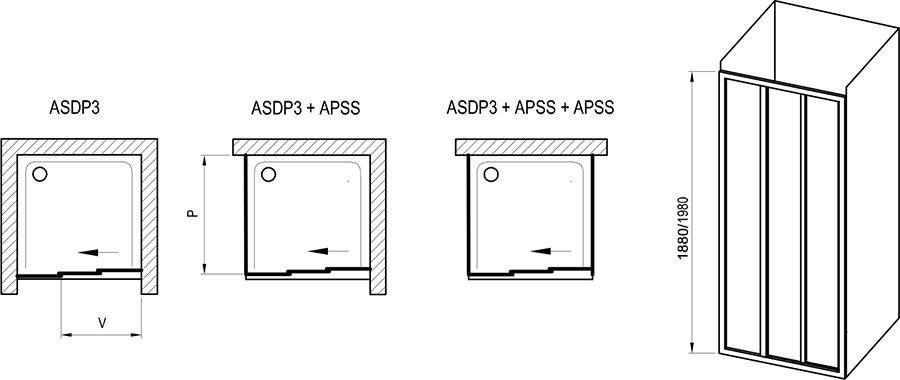 Душевая дверь Ravak SUPERNOVA ASDP3 00VA03R2ZG 100x198 черный/Grape купить в интернет-магазине Sanbest