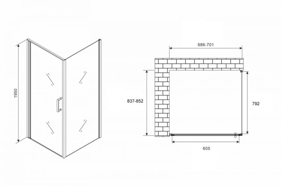 Душевой уголок ABBER Sonnenstrand AG04070-S85 70x85 стекло прозрачное/профиль хром купить в интернет-магазине Sanbest