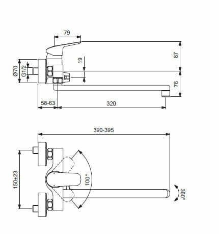 Смеситель для ванны с душем Ideal Standard CeraFlex B1741AA купить в интернет-магазине сантехники Sanbest