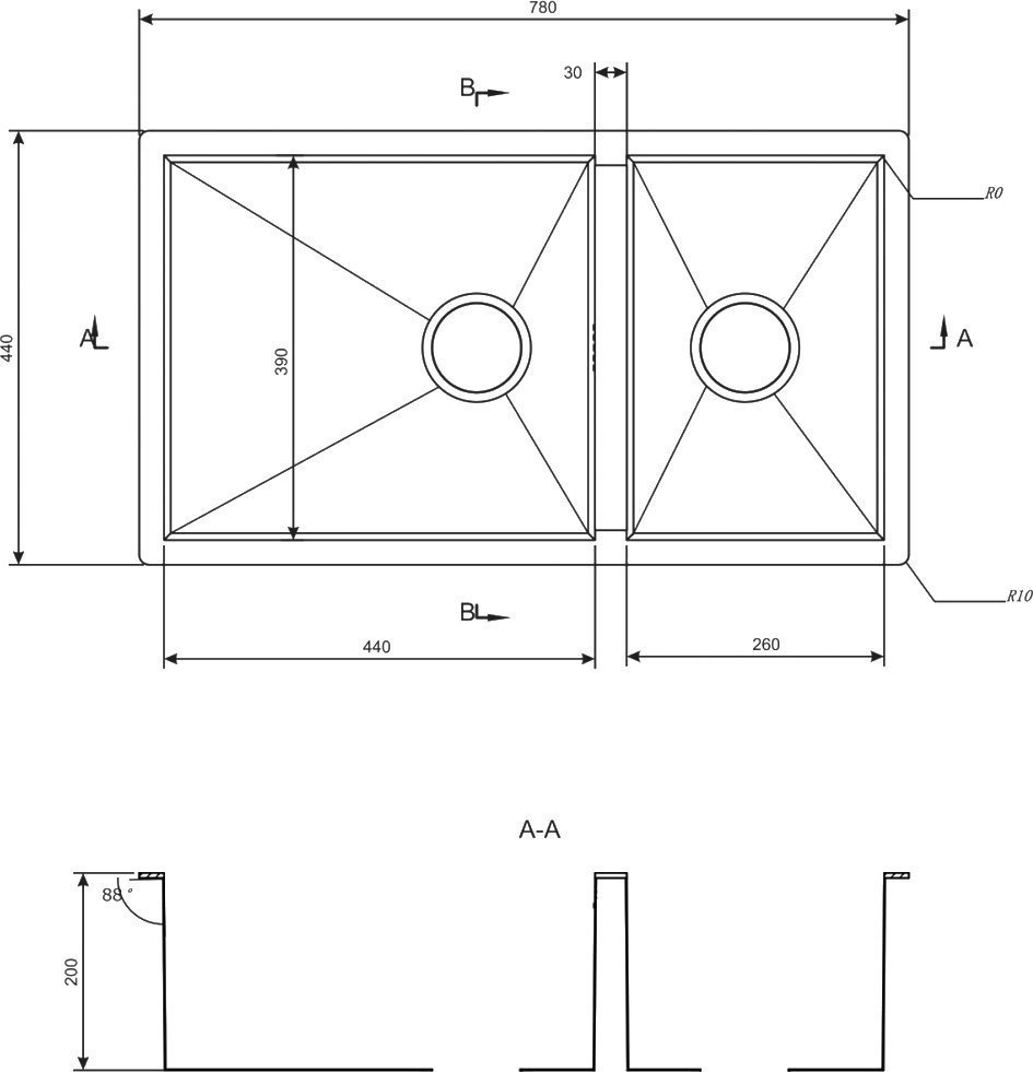 Мойка для кухни ZORG Inox X X-78-2-44 купить в интернет-магазине сантехники Sanbest