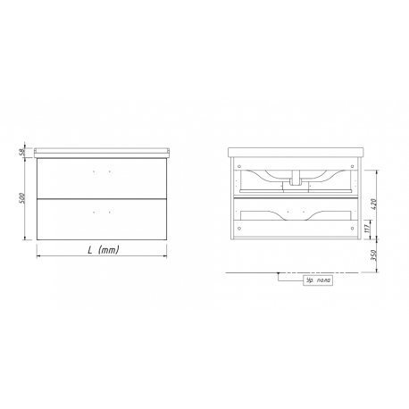 Тумба с раковиной Caprigo Brighton-L 80 Modern для ванной в интернет-магазине Sanbest