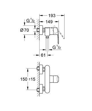 Смеситель для душа DN 15 GROHE Eurostyle Cosmopolitan 33590 002 купить в интернет-магазине сантехники Sanbest