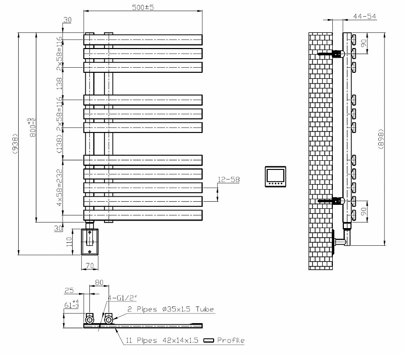 Полотенцесушитель Boheme Venturo 721-B черный купить в интернет-магазине сантехники Sanbest