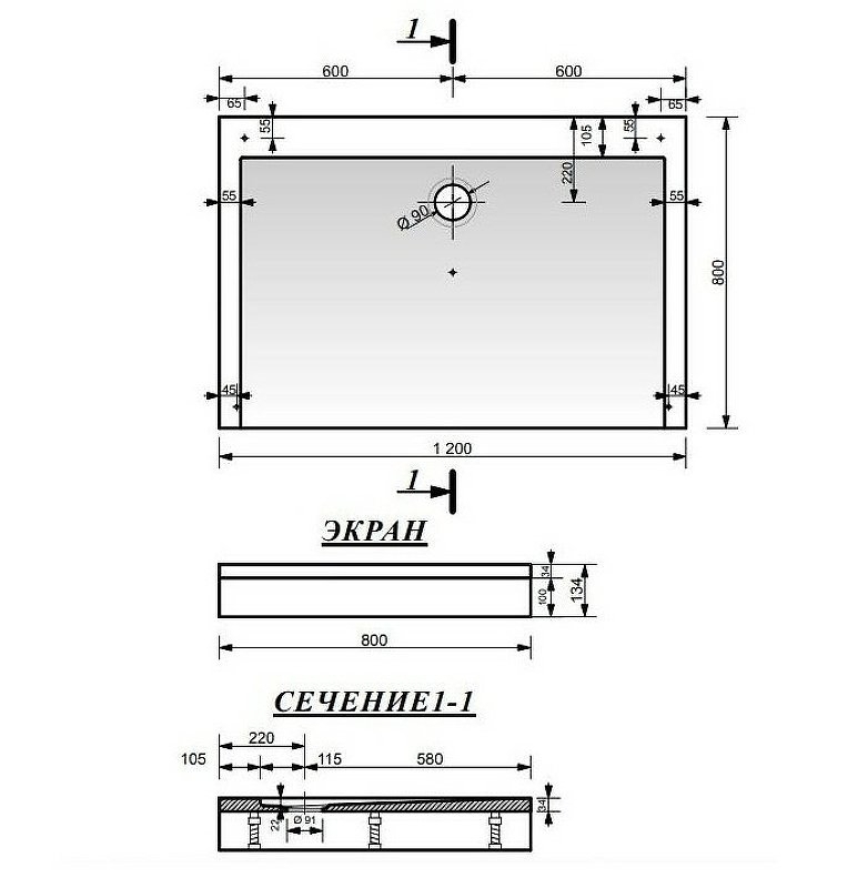 Душевой поддон Эстет Каппа 80x120 белый купить в интернет-магазине Sanbest