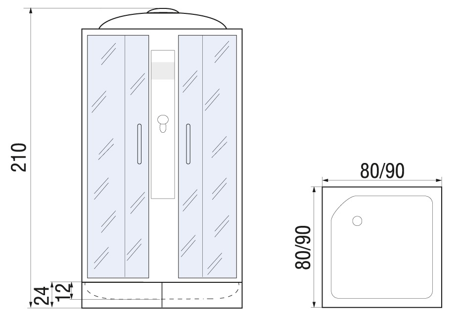 Душевая кабина RIVER QUADRO 90/24 МТ 90х90 купить в интернет-магазине Sanbest