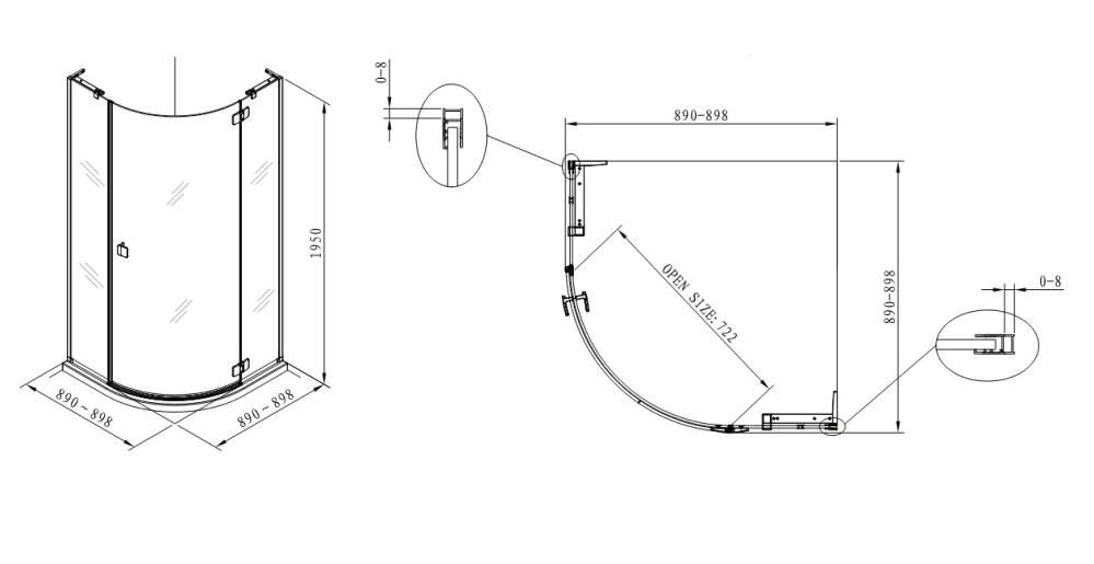 Душевой уголок Koller Pool Aqua Line Neon N90RСB 90x90 купить в интернет-магазине Sanbest