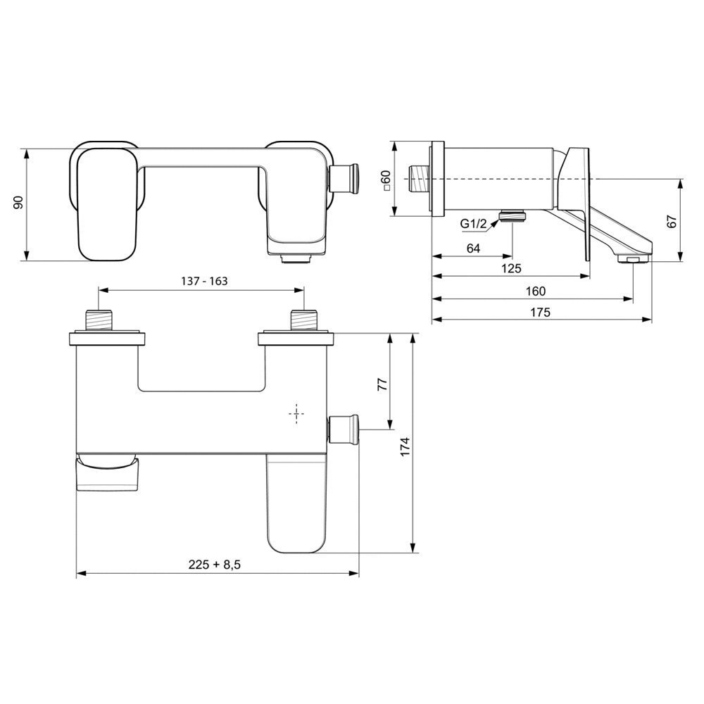 Смеситель для ванны Ideal Standard Tonic II A6338AA купить в интернет-магазине сантехники Sanbest