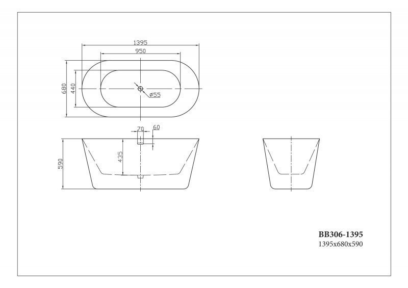 Акриловая ванна BelBagno BB306 140х68 купить в интернет-магазине Sanbest