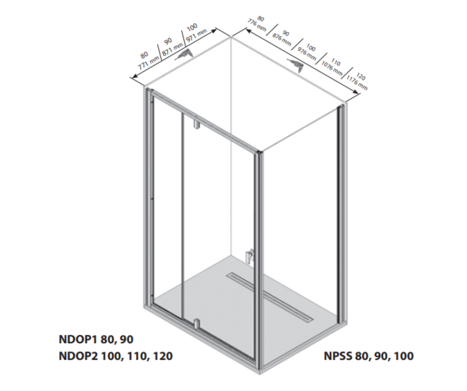 Душевой уголок Ravak Nexty NDOP1+NPSS+NPSS 80x80 стекло прозрачное/профиль сатин купить в интернет-магазине Sanbest