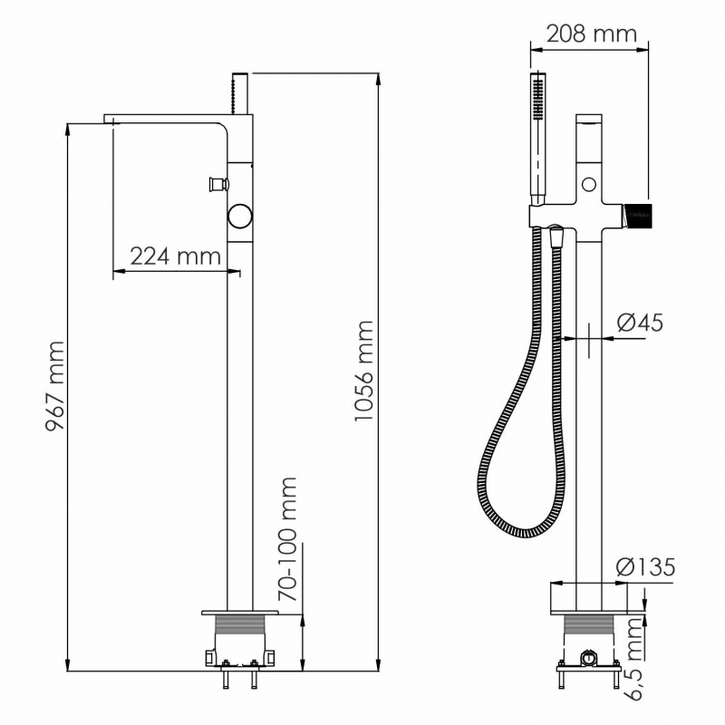 Смеситель для ванны WasserKRAFT Tauber 6421 никель купить в интернет-магазине сантехники Sanbest