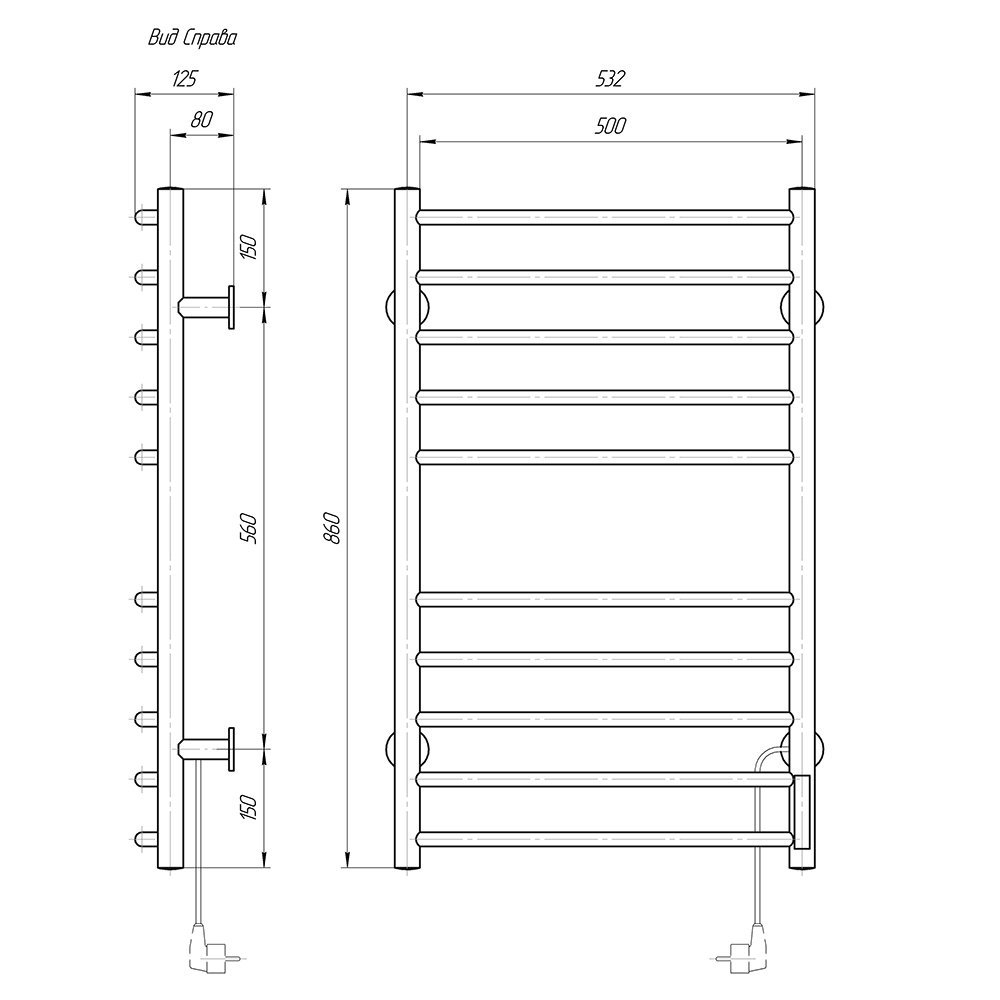 Полотенцесушитель Domoterm Аврора DMT 109-10 50x86 TBOX EK R купить в интернет-магазине сантехники Sanbest