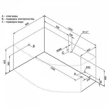 Акриловая ванна Aquanet Jersey 170x100 205405 к/с32 купить в интернет-магазине Sanbest