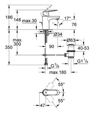 Смеситель для раковины Grohe Eurosmart Cosmopolitan 32825 000 купить в интернет-магазине сантехники Sanbest