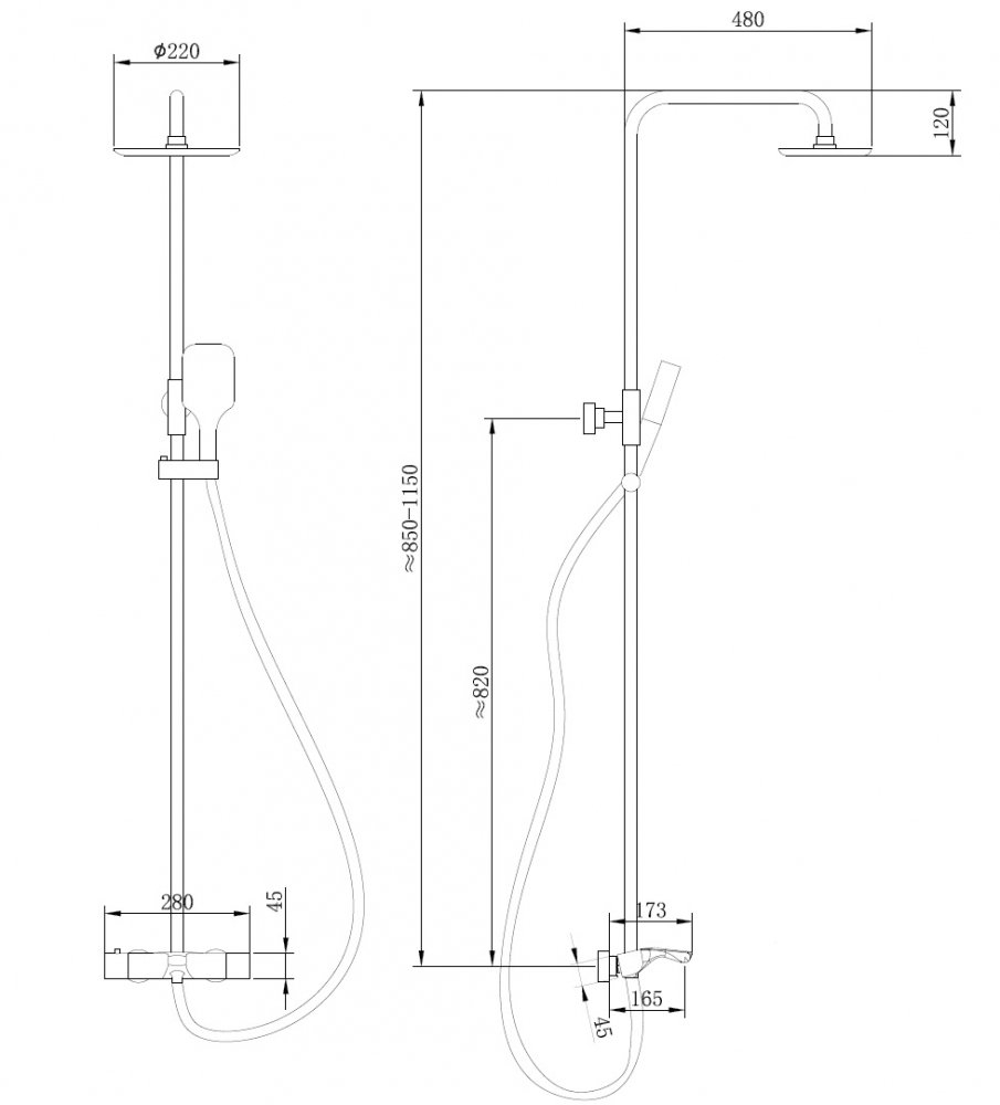 Душевая система ABBER Thermostat AF8516B черная матовая купить в интернет-магазине сантехники Sanbest