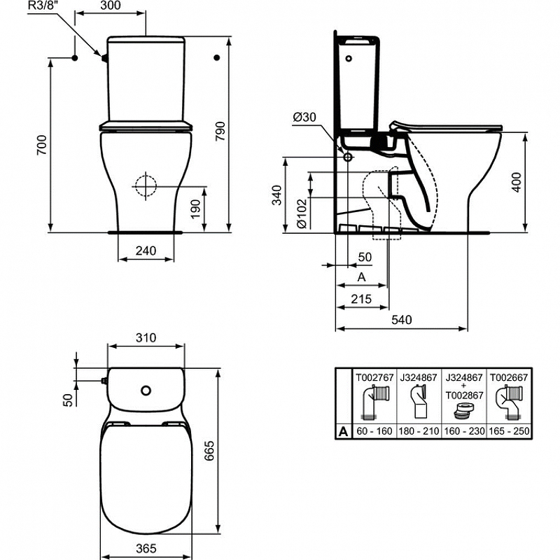 Унитаз напольный Ideal Standard Tesi T008201 с бачком T356801 белый, безободковый купить в интернет-магазине Sanbest