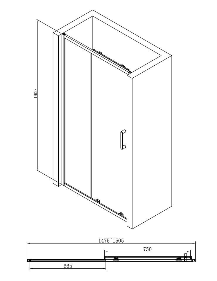 Душевая дверь ABBER Schwarzer Diamant AG30150B купить в интернет-магазине Sanbest