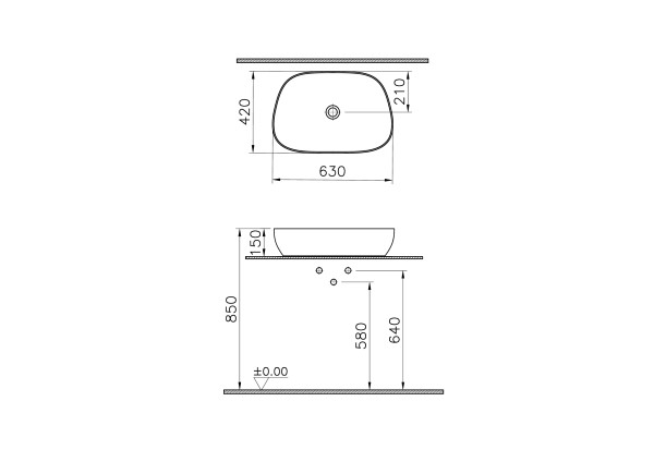 Раковина накладная VitrA Outline Recycled 7993B066-0016 матовый тауп купить в интернет-магазине Sanbest