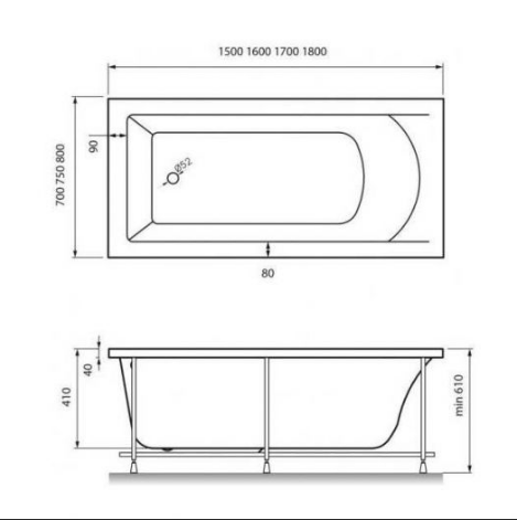 Ванна акриловая Vayer Savero 180x80 купить в интернет-магазине Sanbest