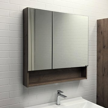 Зеркальный шкаф Comforty Никосия 00-00007619 80 дуб темный в ванную от интернет-магазине сантехники Sanbest